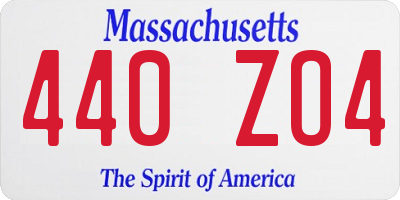 MA license plate 440ZO4