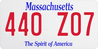 MA license plate 440ZO7