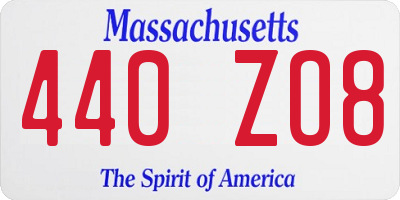 MA license plate 440ZO8