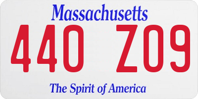 MA license plate 440ZO9