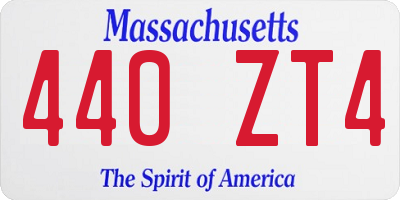 MA license plate 440ZT4