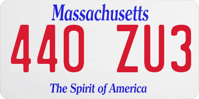 MA license plate 440ZU3