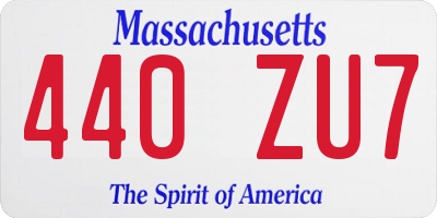MA license plate 440ZU7