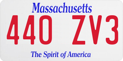 MA license plate 440ZV3
