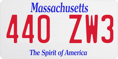 MA license plate 440ZW3