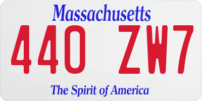 MA license plate 440ZW7