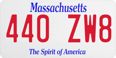 MA license plate 440ZW8