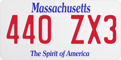 MA license plate 440ZX3