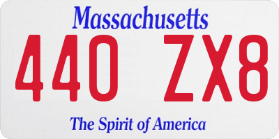 MA license plate 440ZX8