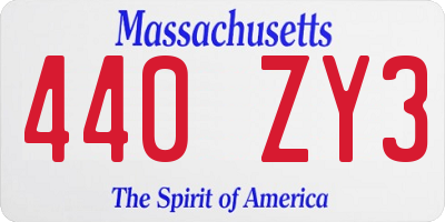 MA license plate 440ZY3