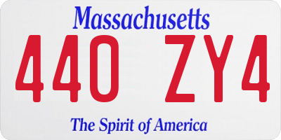 MA license plate 440ZY4