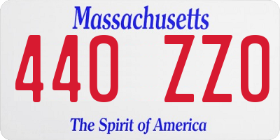 MA license plate 440ZZ0