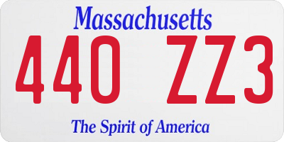 MA license plate 440ZZ3