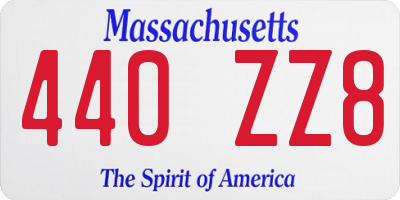 MA license plate 440ZZ8