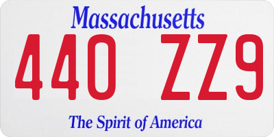 MA license plate 440ZZ9