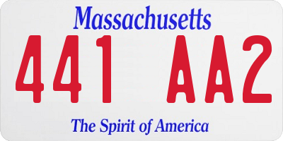 MA license plate 441AA2