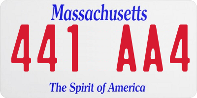 MA license plate 441AA4