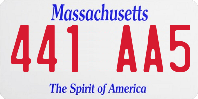 MA license plate 441AA5