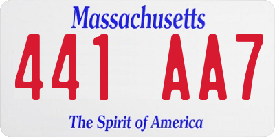 MA license plate 441AA7