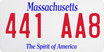 MA license plate 441AA8