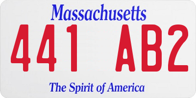 MA license plate 441AB2