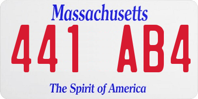 MA license plate 441AB4