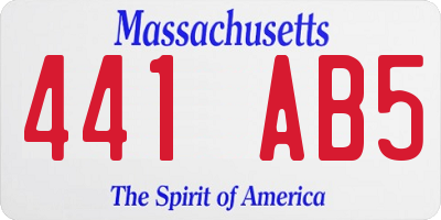 MA license plate 441AB5