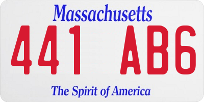 MA license plate 441AB6