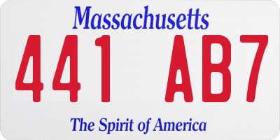 MA license plate 441AB7