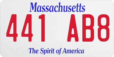 MA license plate 441AB8