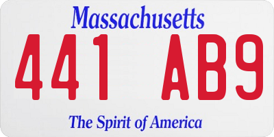 MA license plate 441AB9