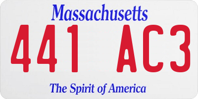 MA license plate 441AC3