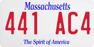 MA license plate 441AC4
