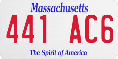 MA license plate 441AC6