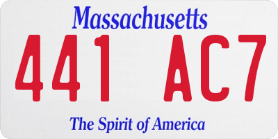 MA license plate 441AC7