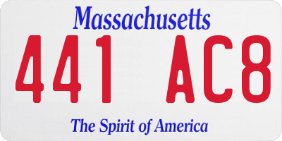MA license plate 441AC8
