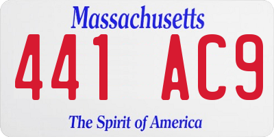 MA license plate 441AC9