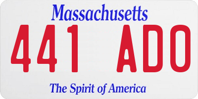 MA license plate 441AD0