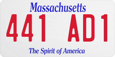 MA license plate 441AD1