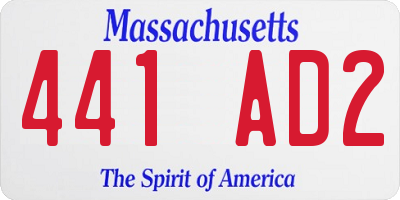 MA license plate 441AD2