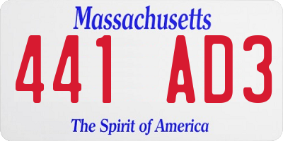 MA license plate 441AD3