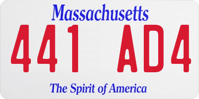 MA license plate 441AD4