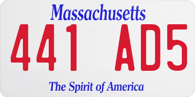 MA license plate 441AD5