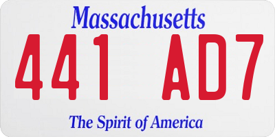 MA license plate 441AD7