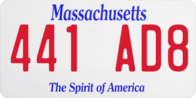 MA license plate 441AD8