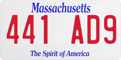 MA license plate 441AD9