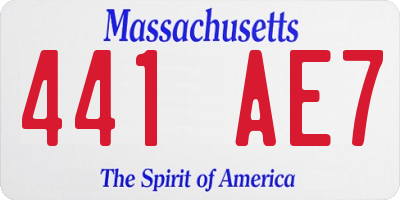 MA license plate 441AE7