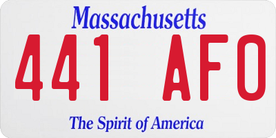 MA license plate 441AF0