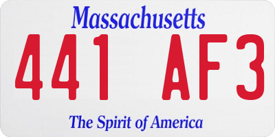 MA license plate 441AF3