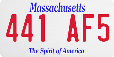 MA license plate 441AF5